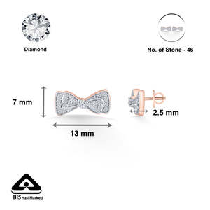 Diamond Bow <b>Rose</b> <b>Gold</b> <b>Stud</b> <b>Earrings</b> for Women - Product Image 6