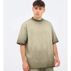 2025 Vintage Boxy t Shirt T-shirts lavés goutte épaule en détresse t-shirts courts Sun Fade T-shirt pour hommes - Product Image 1