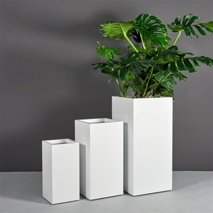 Maceta grande de lujo de acero inoxidable maceta de metal blanco para plantas grandes - Product Image 1