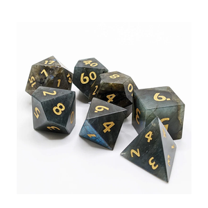 High quality stone dice Labradorite natural crystal reiki healing gemstones <b>Engraved</b> stone custom diceset Vikings crystal - Product Image 4