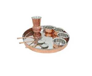 Ensemble Thali personnalisé en cuivre et en acier au design moderne vaisselle en métal de qualité supérieure avec taille et forme personnalisées pour servir des aliments - Product Image 3