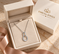 Collier pendentif cercle entrelacé en argent 925 – Design élégant de bijoux à double anneau pavé de CZ