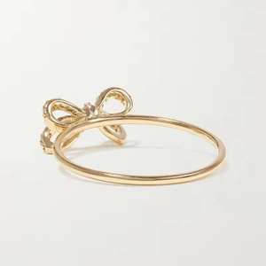 Bagues de fiançailles personnalisées en argent sterling 925 avec nœud papillon et diamants pavés en or 14 carats, diamants de laboratoire, élégantes pour les soirées - Product Image 2