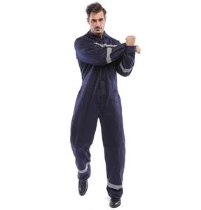 Ropa de trabajo de seguridad azul marino de alta visibilidad para hombre al por mayor, hecho a medida mono con cinta reflectante, mono antipolvo y antiestático para trabajadores - Product Image 3