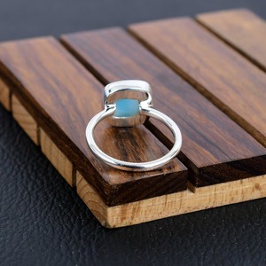 Genuine 925 <b>Sterling</b> <b>Silver</b> Handmade Bezel <b>Set</b> Trendy Vintage Natural Larimar Gemstone <b>Ring</b> Third Party Certified Party Wear - Product Image 4