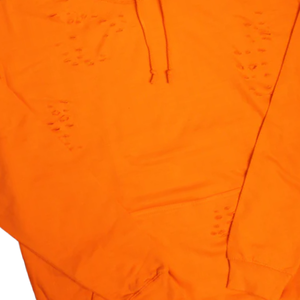 Oversized Distressed Hoodie <b>Vintage</b> Washed Orange Heavy Cotton Streetwear Loose Fit Pullover Hooded <b>Sweatshirt</b> For Men And Women - Product Image 6