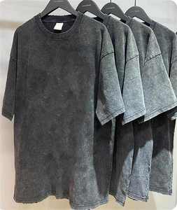 Gráfico personalizado Vintage DTG impreso 100% algodón hombres ácido lavado Streetwear de gran tamaño piedra lavado Hip Hop camiseta - Product Image 2