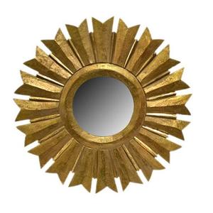 Miroir mural rustique moderne avec motif étoile et feuille intégré, cadre en laiton, décor en bois et fer, la vague métallique faite à la main pour les mariages - Product Image 3
