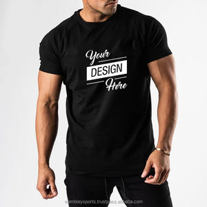 T-shirt de Sport à manches courtes pour hommes, de haute qualité, taille Plus, Gym, Fitness, col rond, en coton, vente en gros - Product Image 6