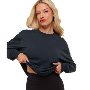 Sweat-shirt pour femme surdimensionné en gros, logo personnalisé, sweat-shirt en molleton lourd, sweat-shirt uni décontracté, sweat-shirt en molleton personnalisable, vêtements de rue doux - Product Image 3