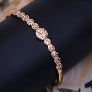 Women's Gold Plated Stainless Steel Cuff <b>Bracelet</b> <b>Cubic</b> <b>Zirconia</b> Stones Trendy Design High Quality Alloy Elegant Look for Party - Product Image 2