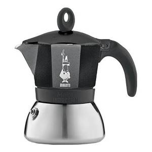 Cafetera Moka Pot de aluminio para inducción de 6 tazas en cromo y negro 006936 - Product Image 1