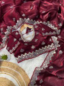 Nouvelle arrivée dernière tenue à la mode pur doux Zimmy Choo soie Saree avec broderie 3mm séquence travail femme mode exportateur - Product Image 4