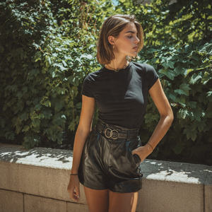 Streetwear Cargo <b>Shorts</b> <b>Men</b> Fashionable Printed <b>Leather</b> <b>Shorts</b> <b>Mens</b> Drawstring Waist PU <b>Leather</b> <b>Shorts</b> <b>Men's</b> - Product Image 5