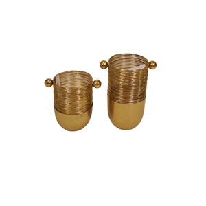 Custom Size Brass & Copper Serving Trays <b>Gold</b> Plated Home <b>Food</b> Bowls New Wire Design Set of 2 - Product Image 1