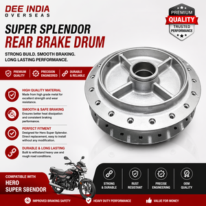 Tambor de Freno Trasero Hero Super Splendor |   Conjunto de Tambor de Freno para Motocicleta |   Repuesto de Freno Resistente y de Alta Durabilidad - Product Image 3
