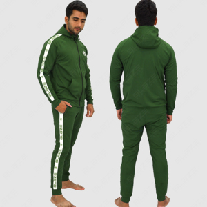 Ensemble de 2 pièces de survêtement de fitness avec fermeture à glissière intégrale personnalisé OEM Vente en gros conception de panneau de rayure latérale survêtement de sport personnalisé pour hommes - Product Image 1