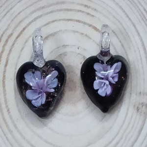 Pendentif en verre fait main en forme de cœur, avec fleurs séchées colorées et papillons incrustés, breloques pour la fabrication de colliers et bracelets DIY - Product Image 2