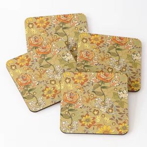 Vente chaude Ensemble de 4 pièces de bois d'acacia multicolore sur des sous-verres de service de thé imprimés Tapis de cuisine à la maison avec article chaud en époxy - Product Image 1