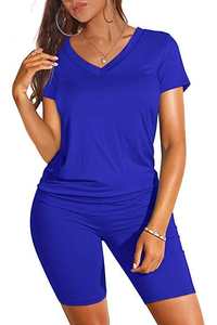 Ensemble short et t-shirt à manches courtes décontracté et uni pour femmes, ensemble 2 pièces pour femmes, ensemble court 2 pièces - Product Image 6