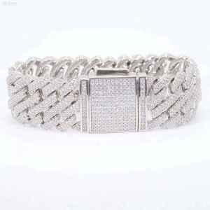 Ice Out VVS Moissanite corte redondo diamante cubano enlace cadena oro blanco pulsera joyería 925 plata esterlina - Product Image 3