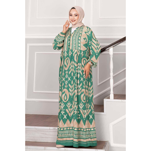 Robe Viscose à Demi-Bouton Vert - Product Image 2