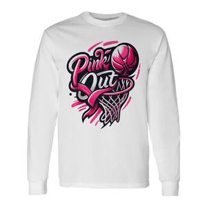 Maglietta a Maniche Lunghe Rosa per la Consapevolezza sul Cancro al Seno, Stile Giocatore di Basket, per Coppie - Prodotto Promozionale - Product Image 1