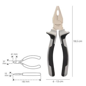 Alicates Universali 180 mm. Acciaio Cromo Vanadio DIN-ISO 5746 - Product Image 2