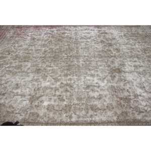 พรมวินเทจตุรกี ขนาด 9.7x12.2 ฟุต พรมขนสัตว์สีเทาลายนามธรรม - Product Image 4