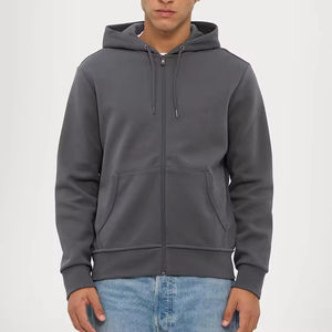 เสื้อฮู้ดดี้ผ้าฝ้ายผสมแบบสวมหัว ซิปหน้า ทรงโอเวอร์ไซส์ สำหรับผู้ชาย สไตล์สตรีทแวร์ ให้ความอบอุ่น ผลิตแบบขายส่ง รับผลิตตามแบบ - Product Image 1