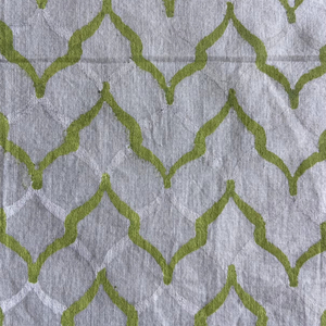 ผ้าฝ้ายพิมพ์ลายเรขาคณิตสีเขียวมะกอก ดีไซน์ลายตาข่ายโมเดิร์นแบบโมร็อกโก - Product Image 2