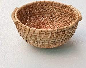 Ensemble de 2 bols à fruits élégants en rotin brun rond pour ustensiles de cuisine et cadeaux de fête de Noël - Product Image 2