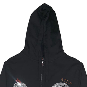 Sweats à capuche avec fermeture éclair intégrale squelette personnalisés sweat-shirt pour hommes en coton avec impression sur toute la surface du visage avec fermeture éclair squelette avec strass sweats à capuche pour hommes - Product Image 2