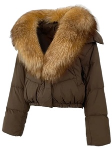 เสื้อแจ็คเก็ตขนเป็ดตัวสั้นสำหรับผู้หญิง, ใหม่เสื้อโค้ทขนสุนัขจิ้งจอกแท้ธรรมชาติขนาดใหญ่เสื้อโค้ทขนเป็ดสีขาวสำหรับฤดูใบไม้ร่วงฤดูหนาว - Product Image 3