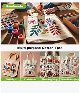 Bolso de mano de lona de algodón de estilo bohemio a la moda para mujer, bolsos de mamá portátiles en blanco para compras de comestibles reutilizables Vintage - Product Image 4