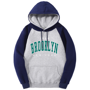 2025 New York couleur Collision à capuche unisexe dessin animé imprimé manches raglan coupe ample polaire chaud sweat à capuche Streetwear - Product Image 5