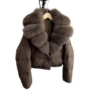 Chaqueta acolchada recortada con cuello redondo hecha en fábrica, acolchada, Anti-Uv, Primavera, lona, logotipo frontal, relleno de poliéster, informal, Unisex - Product Image 2