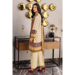 Traje de chifón de 3 piezas sin coser para mujer con bordado para uso diario - Product Image 4