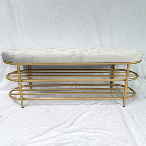 KG68037 Upholstered <b>Cushion</b> Waiting <b>Bench</b> with Shoe Rack 120x35x45cm - Product Image 5