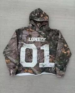 100% algodón desgastado de alta calidad Vintage lavado Sudadera con capucha Streetwear personalizado diseño de diamantes de imitación suelta Puff impresión invierno Sudadera con capucha - Product Image 4