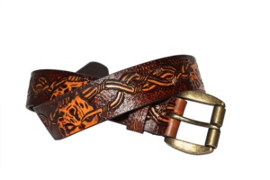 Ceinture d'outillage occidentale faite à la main Accents de toile en cuir véritable Conception de cheveux unique Boucle ardillon Personnalisable OEM Accepté Inde - Product Image 3