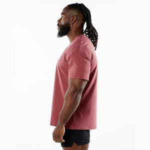 T-Shirt manches courtes col ras du cou en pain d'épices pour homme, 94% coton 6% Spandex - Product Image 3
