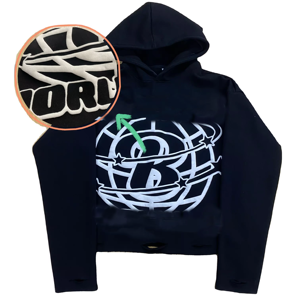 Custom Fleece Heavyweight No <b>String</b> Oversized Cotton Graphic 3D Puff Printing Cropped Hoodie Pullover Unisex Thermal Hoodies - Product Image 4