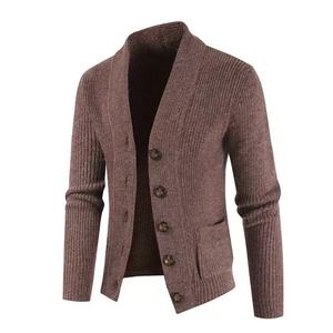 Custom Logo OEM Winter Knitwear Anti-Shrink Spandex/Polyester Casual Single Breasted Knit Coat Jacket V-Neck <b>Long</b> <b>Men's</b> <b>Cardigan</b> - Product Image 3