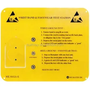 Testeur de bracelets antistatiques ESD et de connecteurs de terre pour talon avec plaque murale pour usines électroniques - Product Image 1