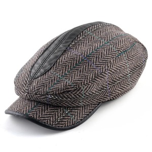 Boinas Vintage a la moda para hombre, gorras con visera a rayas, sombreros de boina con costuras de cuero, gorras de lana para hombre, gorra con visera plana para Otoño e Invierno - Product Image 6