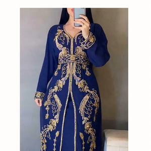 หินจอร์เจียสีน้ำเงินเข้มและงาน zari Kaftan - Product Image 1