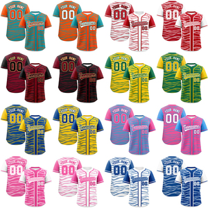 Vente en gros Maillot de chemises à rayures Maillot de fan de baseball personnalisé Maillot de softball en maille de polyester vierge au design personnalisé pour adulte - Product Image 2