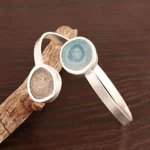 Ravissante collection bracelet ouvert réglable en laiton plaqué argent, quartz solaire véritable, double pierre, bracelet de déclaration - Product Image 3