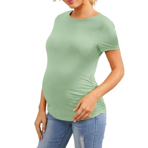 Vente flash Chemises de maternité pour femmes Allaitement Grossesse Col rond Décontracté Ample Été 100% coton Respirant - Product Image 1